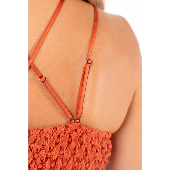 Rust Orange Crochet Lace Bralette - M - Picture 5 of 9